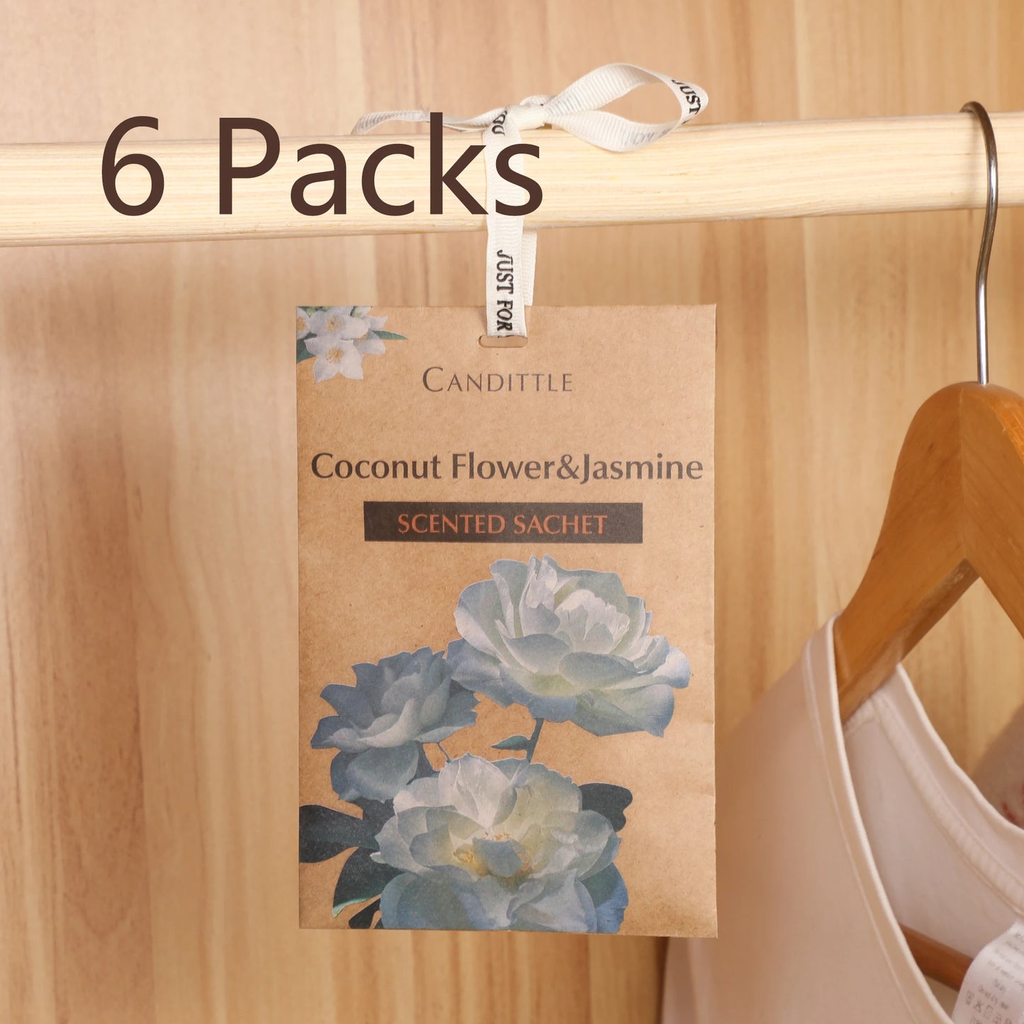 6 packs Oud Lavender Sandalwood Rose Coconut flower&Jasmine Scented Sachet Set for Closet Drawer Car Wardrobe,long last