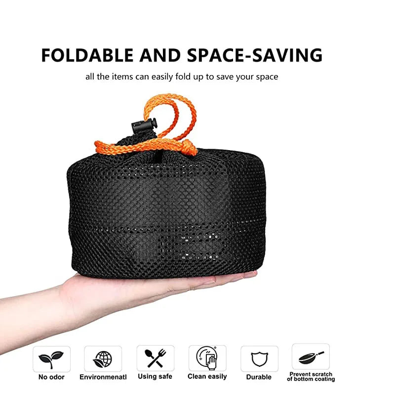 Camping Cookware Kit Outdoor Cooking Set Aluminum Equipment Outdoor Pot Travel Tableware Kitchen Hiking Picnic BBQ