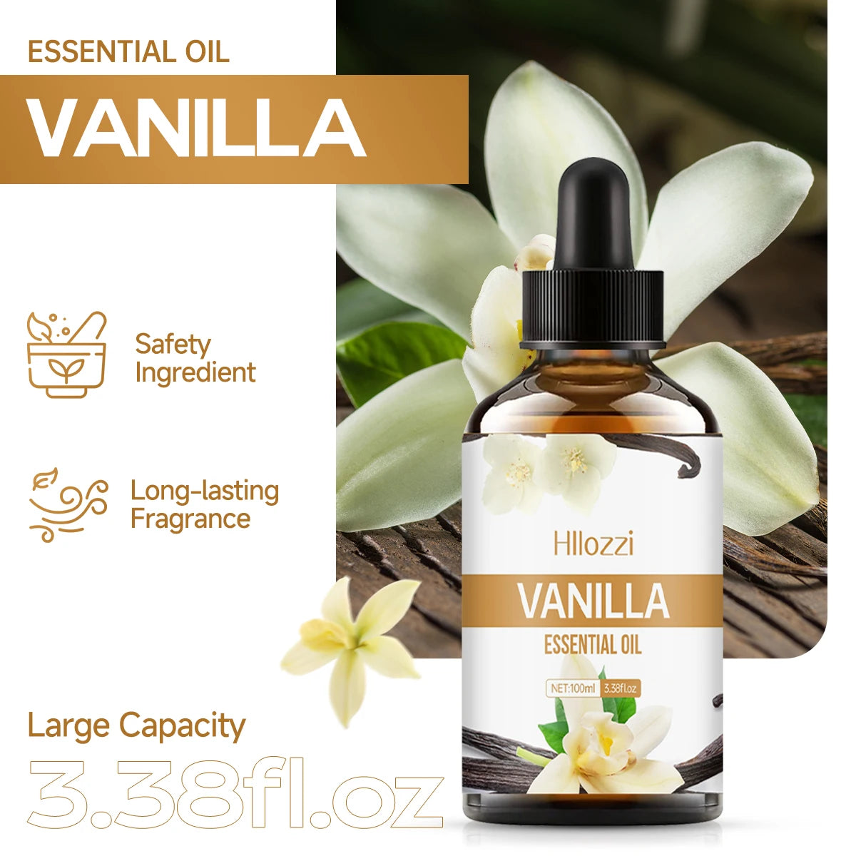 Vanilla essential oil for face+aromatherapy