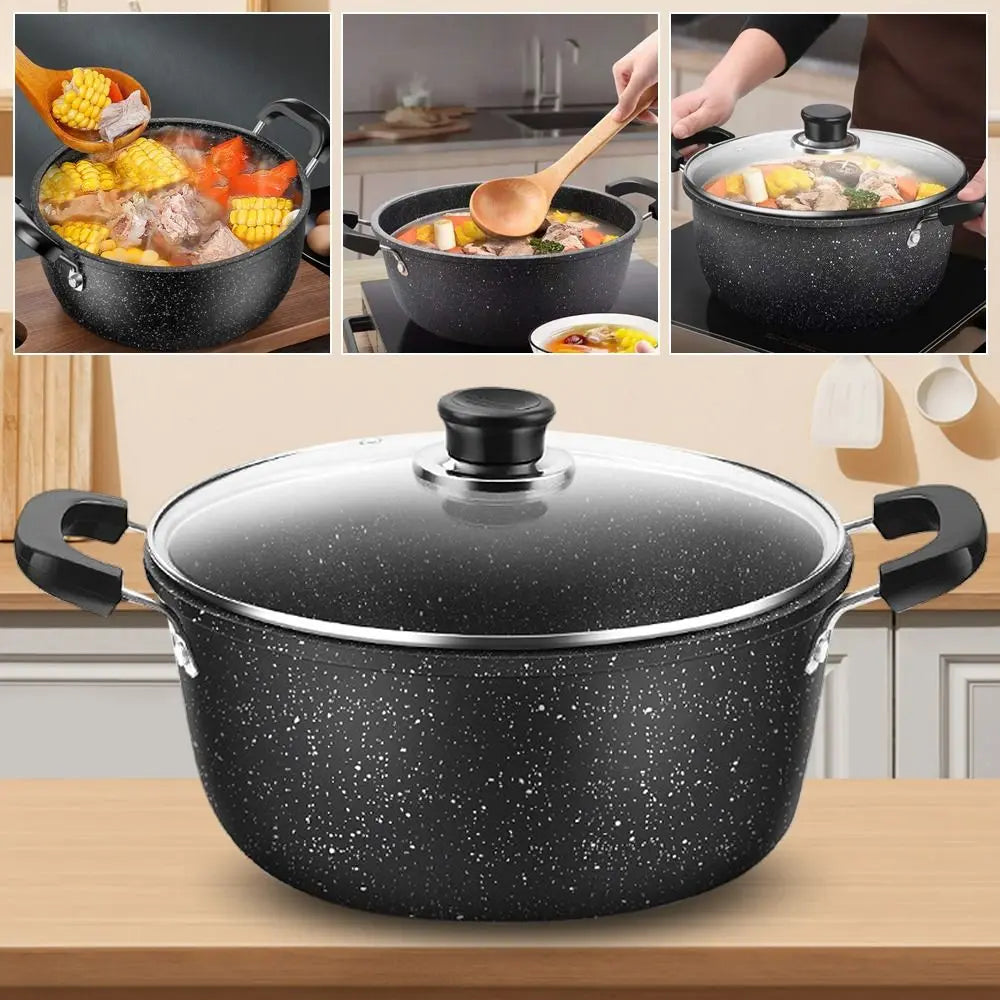 Maifan Stone Soup Pot Universal Two Ears Non-stick Kitchen Cooking with Lid Household Saucepan Stock Gas Induction Cooker