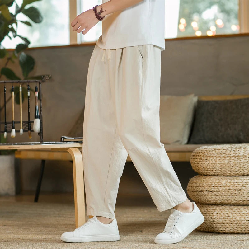 Men's Cotton Linen Breathable trousers casual wear