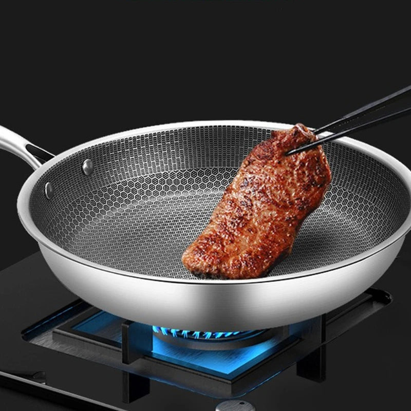 Stainless Steel Material Frying Pan Non-stick Pot Cookware 2 Sizes Choose Fried Steak Pot Saucepan Honeycomb Kitchenware