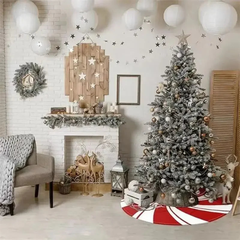 Christmas Tree Skirt Classic Red White Peppermint
