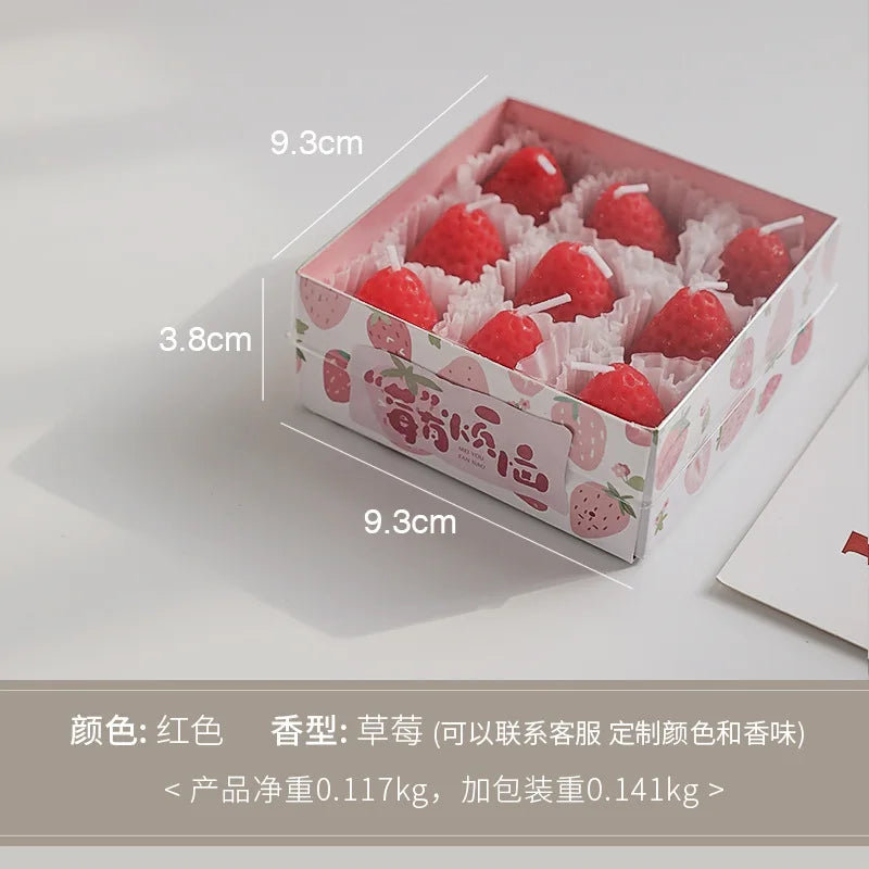 4pcs/1pc Strawberry Candles Soy Wax Aromatherapy Scented Fruit Candles Birthday Cake Topper Party Home Decoration Room Accessory