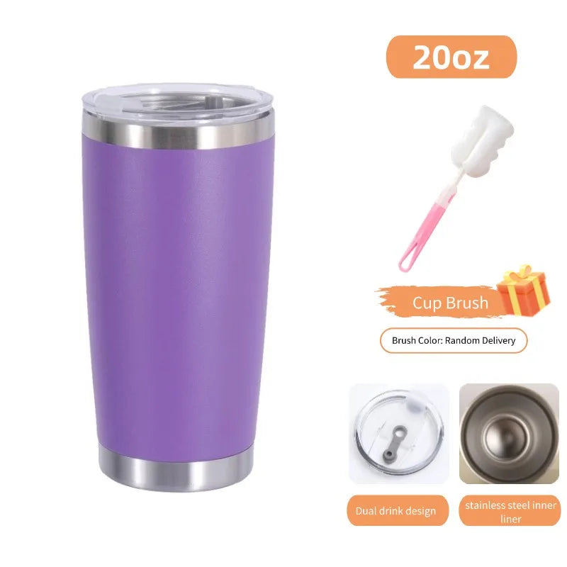 20oz/590ML Thermo Cafe Coffee Mug Car Thermos Mug Leakproof Travel Thermo Cup for Tea Double Stainless Steel Hot and Cold Cup