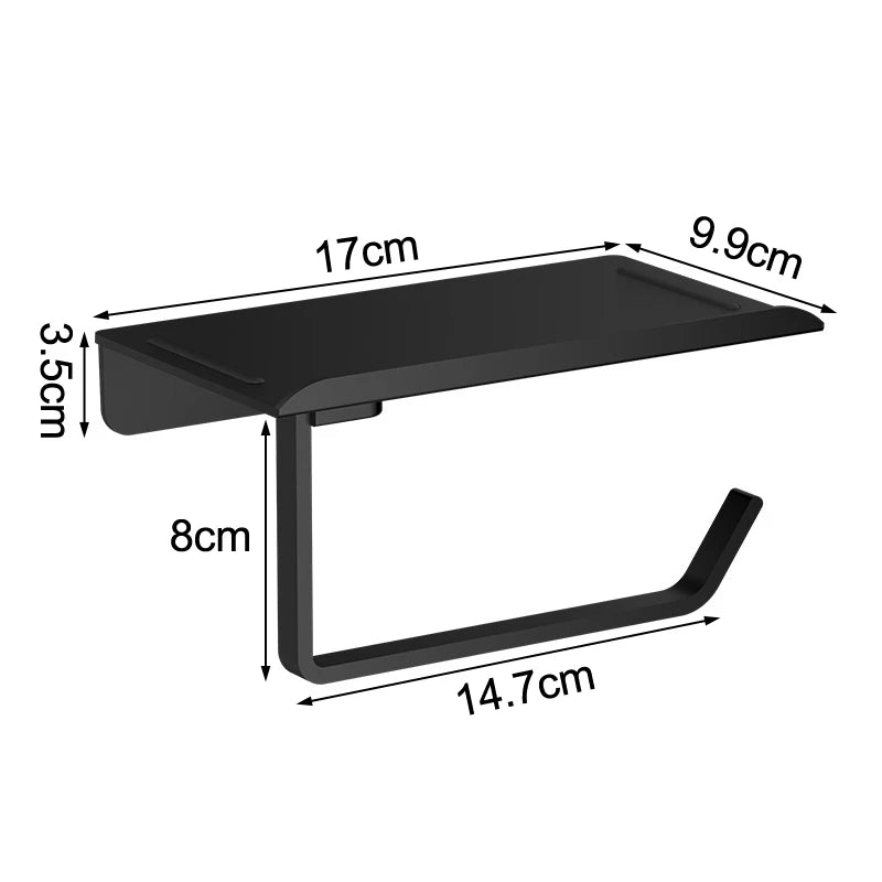 Wall-Mounted Roll Paper Rack Phone Storage Toilet Paper Holder Plastic Storage Rack Kitchen Towel Holder Bathroom Supplies