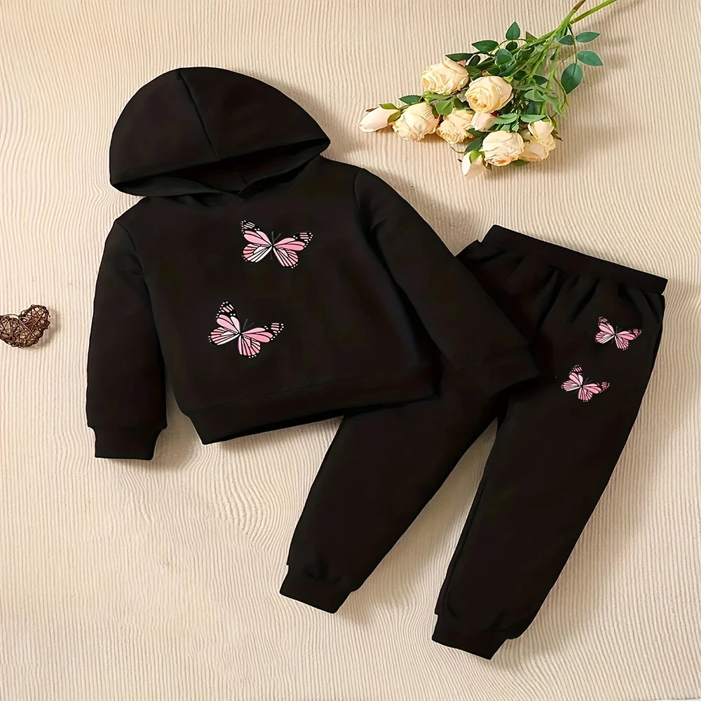 Baby Fashion Butterfly Pattern Hoodie+Sports Pants