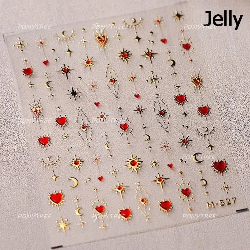 Star Moon Love Heart Necklace Nail Sticker