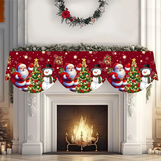 Christmas Fireplace Mantel Santa Scarf
