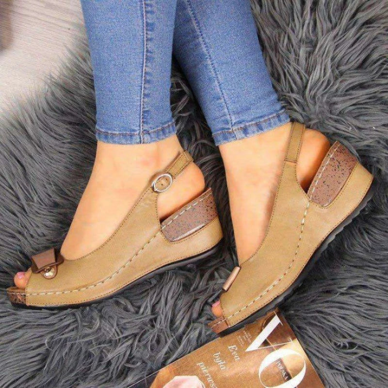 Chunky Platform Wedges Open Toe Shoes Sandals