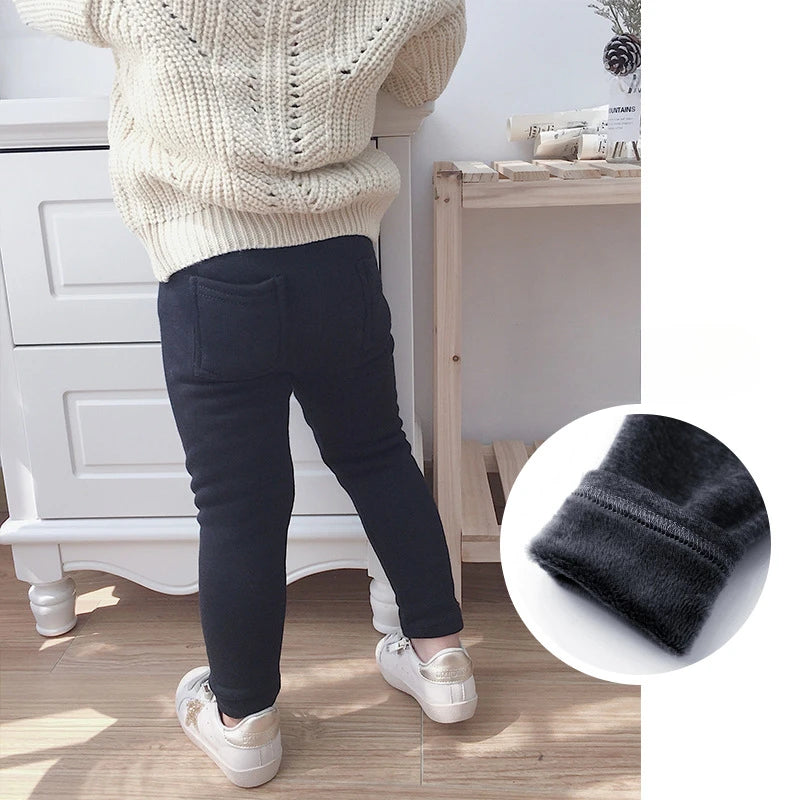 Children's Thin velvet Elastic Belt Jeans