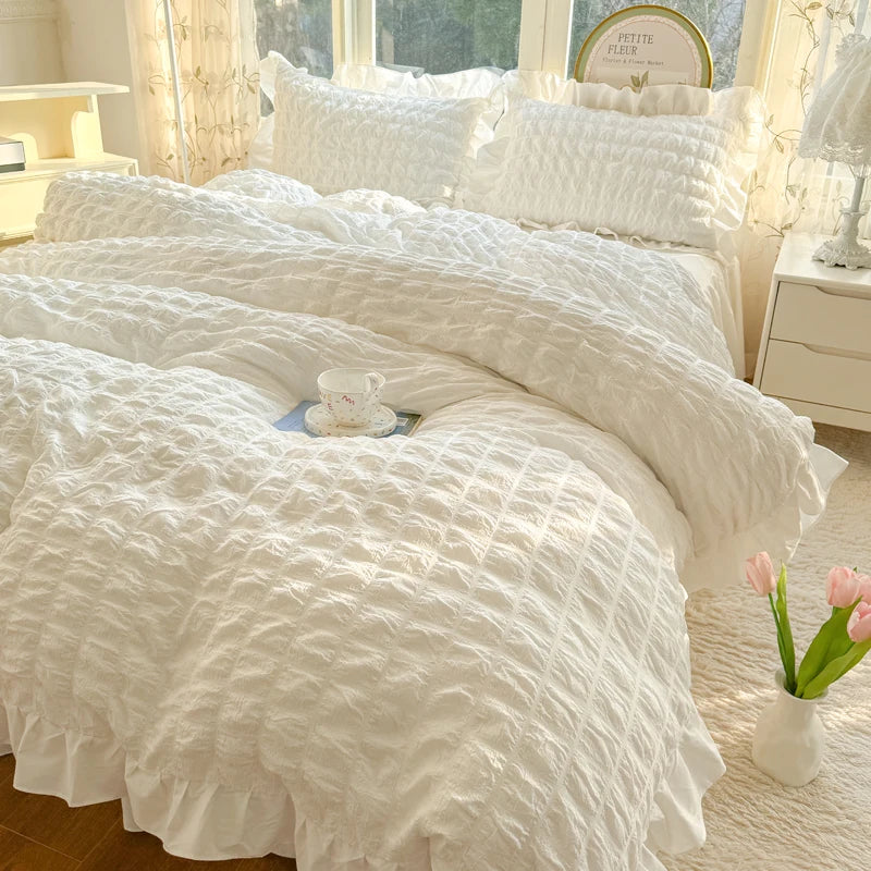 Princess Style Lace Ruffles Bedding Set