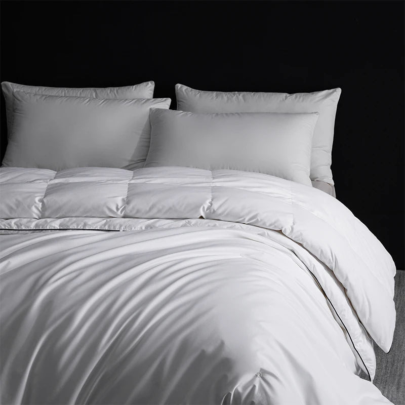4-Season Luxury: 95% 5A Goose Down + Pure Mulberry Silk Duvet Set | 800+ Fill Power & Breathable