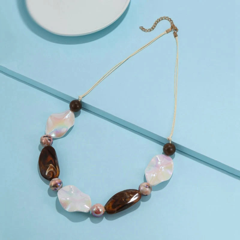 Rope Chain Acrylic Beads Statement Necklace