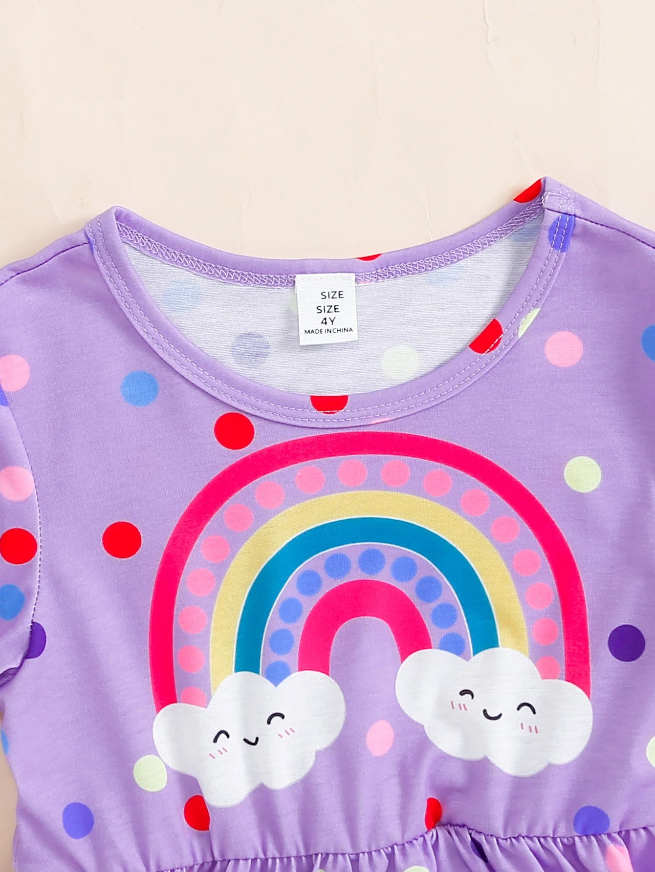 Children Rainbow Polka Dot Fashionable Dress
