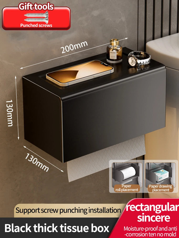 free punch Tissue Box no drill Bathroom Paper Towel Holder for Home Organizers Rack