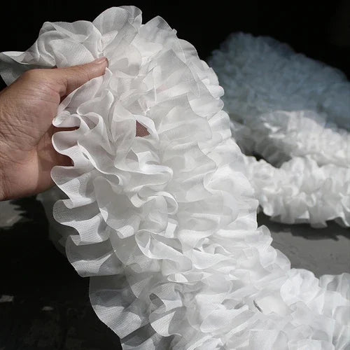 Large lace fabric with three-dimensional ruffles handmade DIY flower bouquet decorative designer fabric accessories