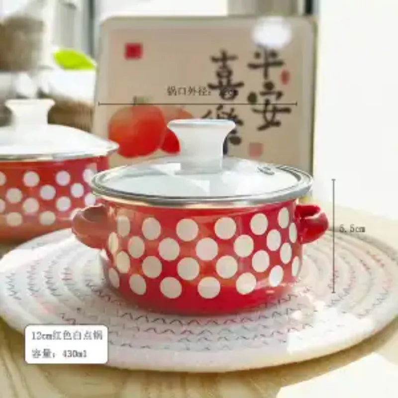 Kitchen Cookware Enameled Enamel Pots and Pans Baby Complementary Bowl Tableware Soup Pots and Pans Open-flame Induction Cooker