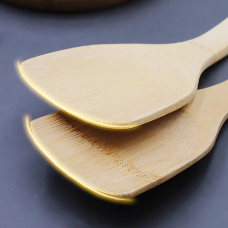 3pcs/set Bamboo Non Stick Frying Pan Spatula Rice Spoon Spatula High Temperature Resistant Cooking Tool Home Supplies
