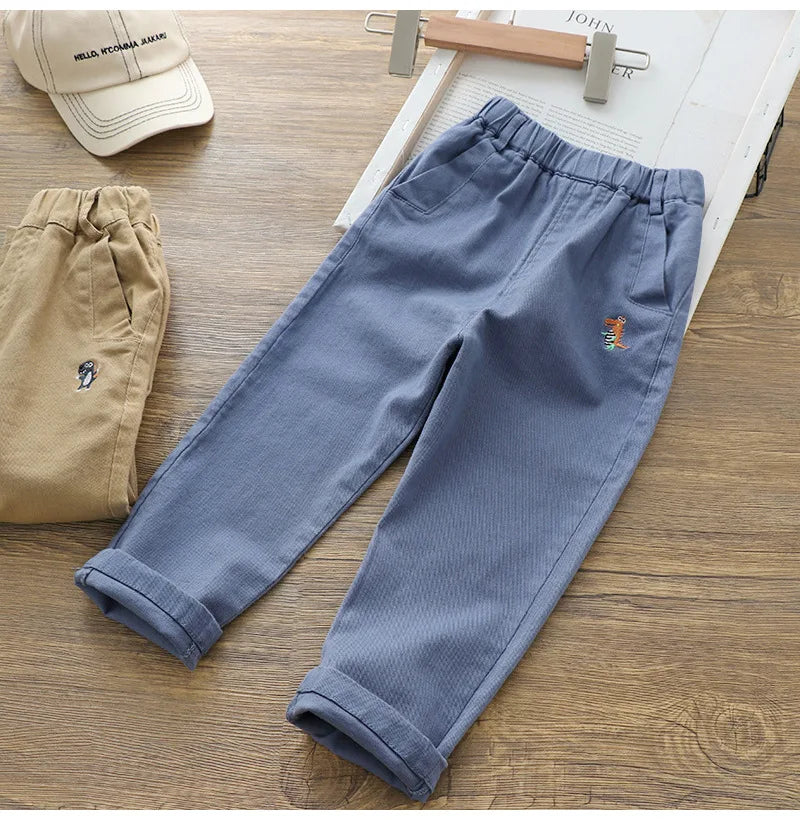 Boys' Cartoon Embroidered Casual Pants