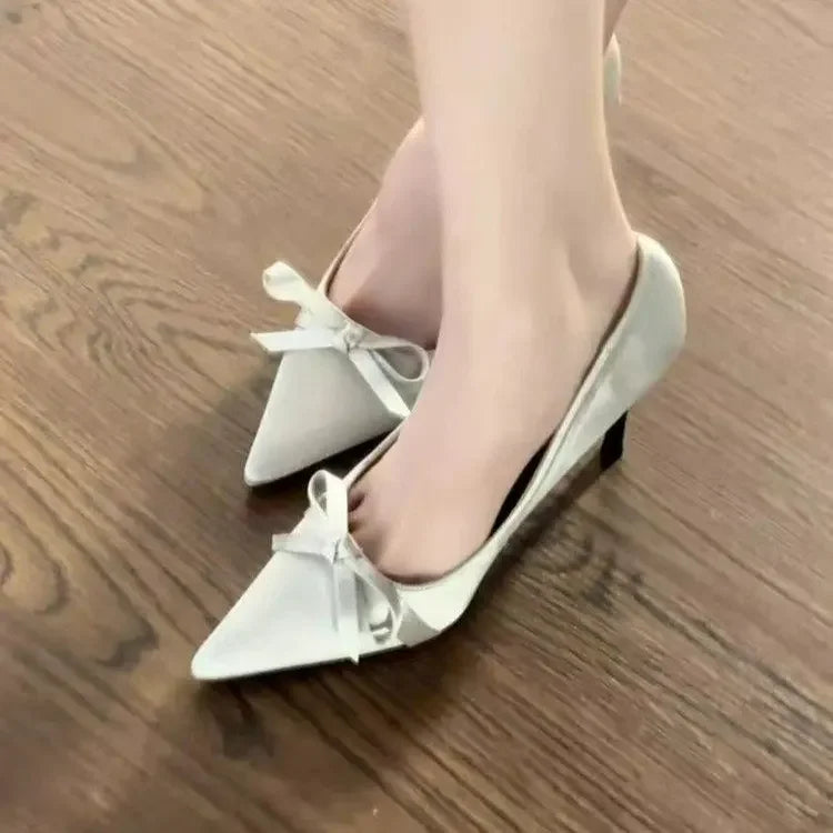 French Pointed Women's Butterfly Knot High Heels