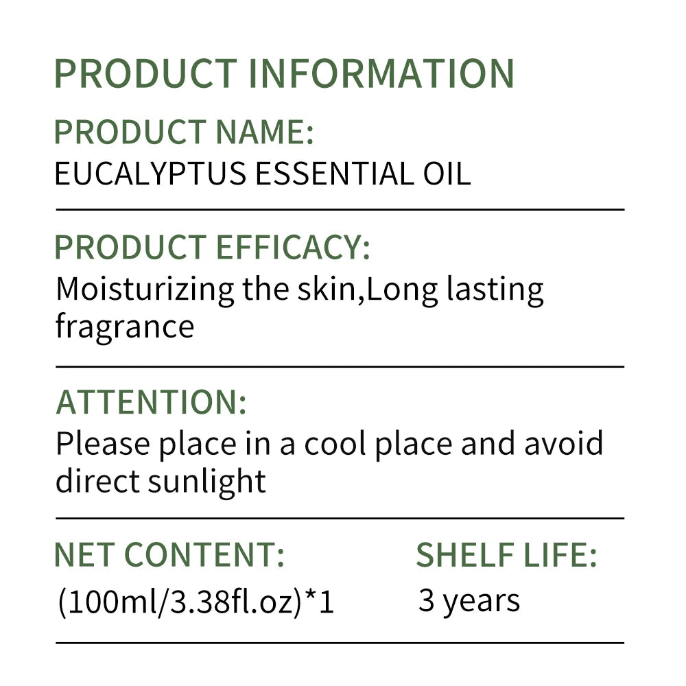 Eucalyptus plant essential oil face and body skin care