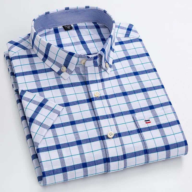 Oxford Style Short Sleeve Shirt For Men