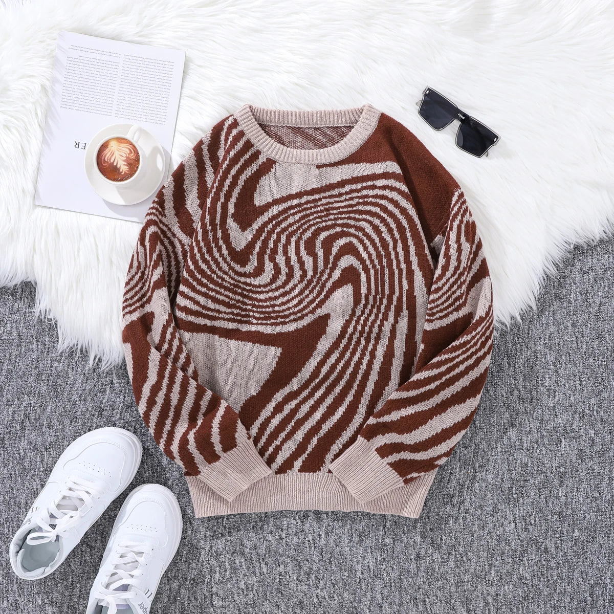 Jacquard Pattern Casual Knitted sweater