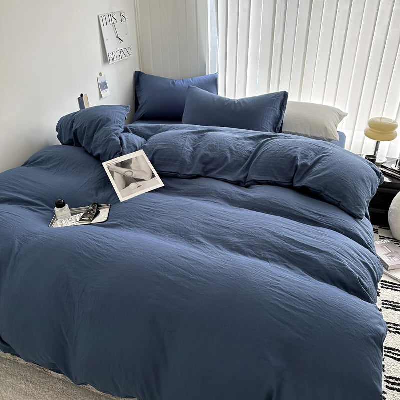 Solid Bed Linen Cotton Bedding Set