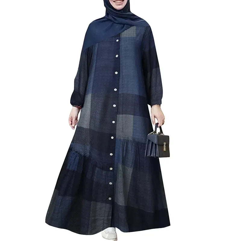 Women's Cotton Dress Muslim Kaftan Long Skirt
