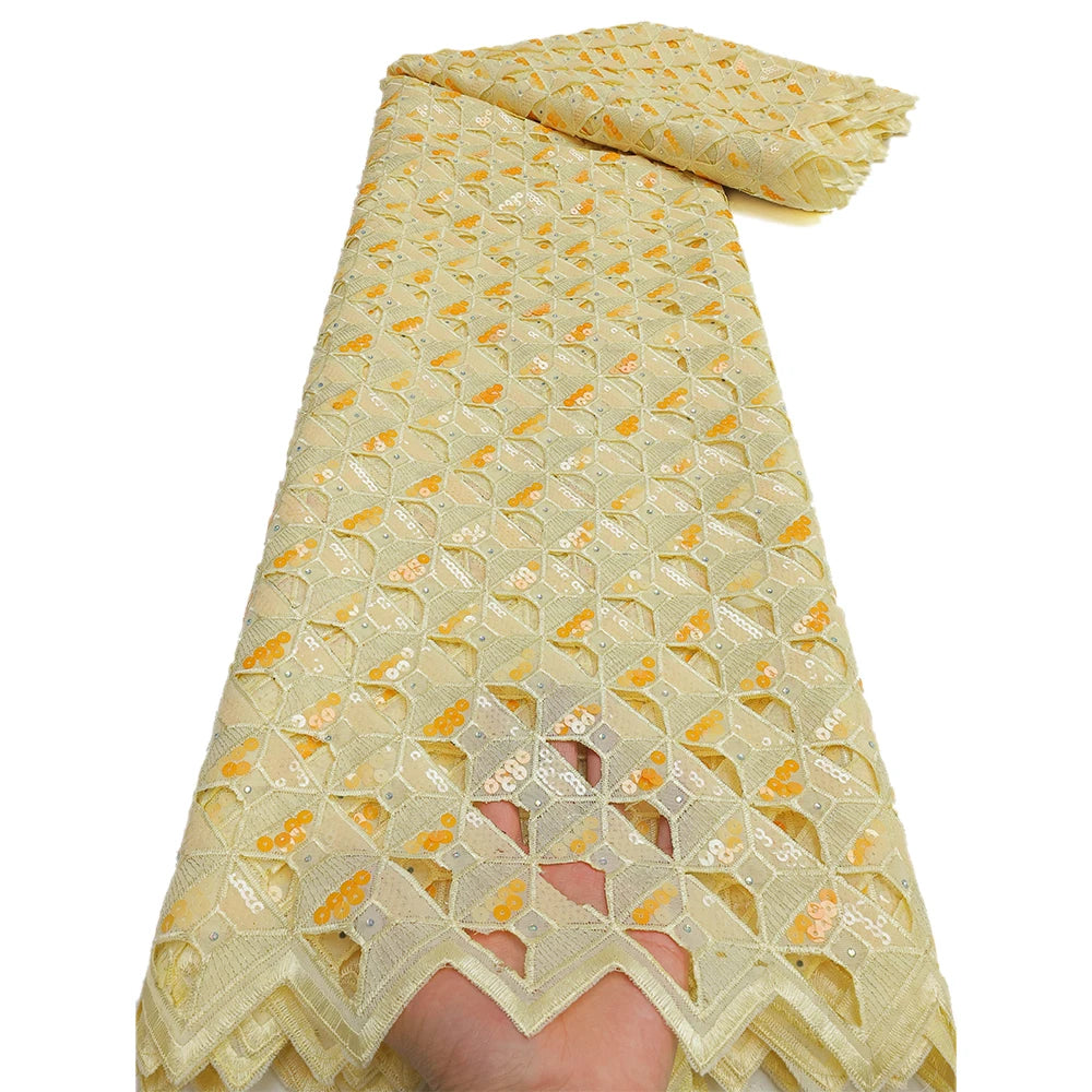 Wholesale Handcut lace fabric African organza lace with lots of sequins high quality and exclusive for wedding big occasion