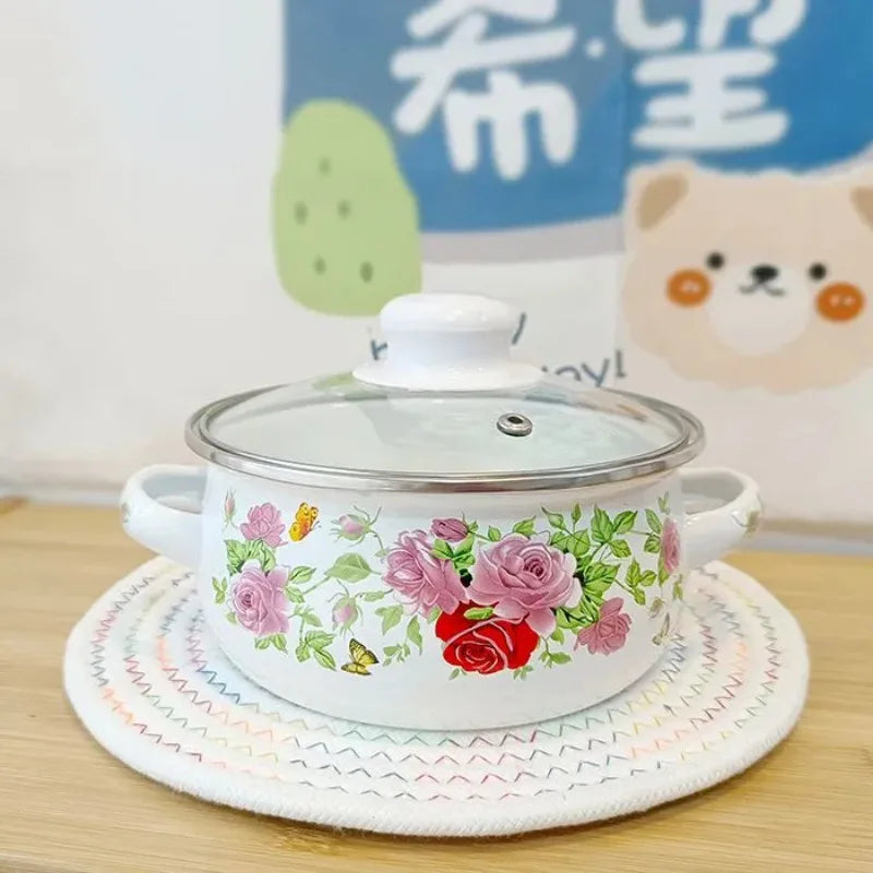 Kitchen Cookware Enameled Enamel Pots and Pans Baby Complementary Bowl Tableware Soup Pots and Pans Open-flame Induction Cooker