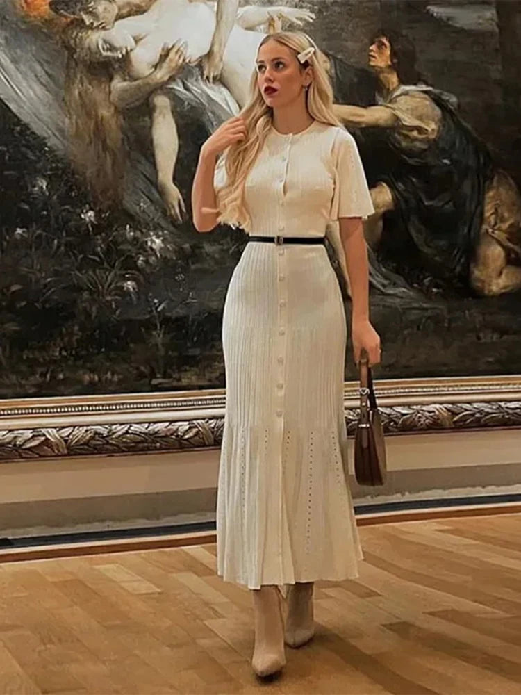 Trendy Elegant Knitted Solid Single Breasted Short