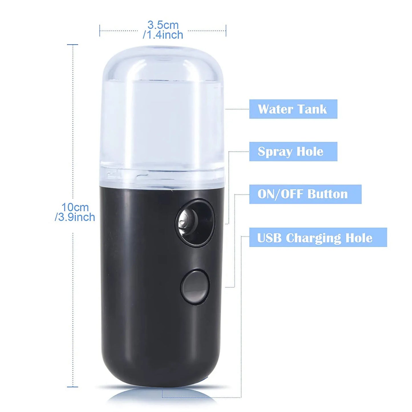 Portable Mini Facial Steamer Face Skin Care Nano Mist Sprayer Vaporizer Beauty Water Spa Nebulizer Humidifier USB Rechargeable