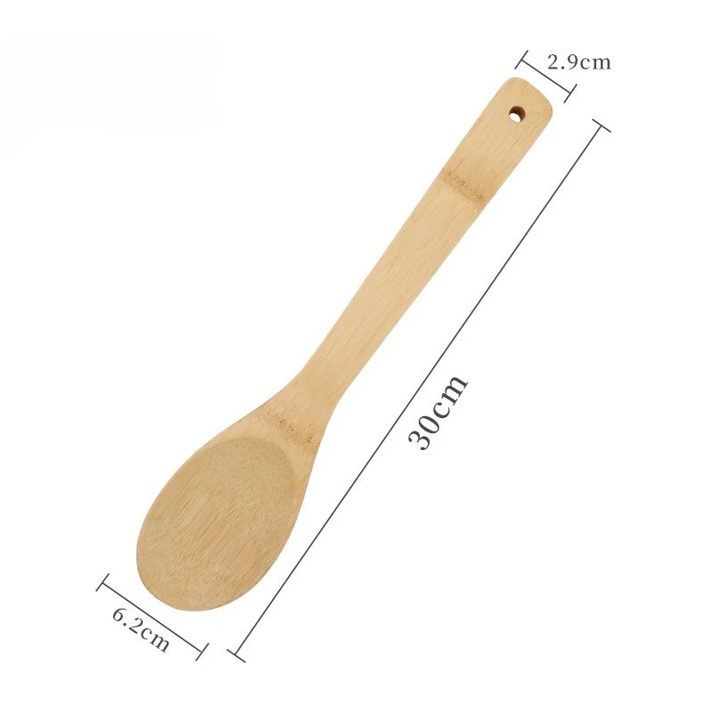 3pcs/set Bamboo Non Stick Frying Pan Spatula Rice Spoon Spatula High Temperature Resistant Cooking Tool Home Supplies