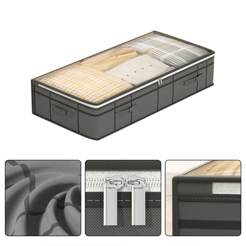 1/2PCS foldable non-woven bed bottom storage bag Large capacity clothing blanket storage bag Tidy bedroom closet dust space save