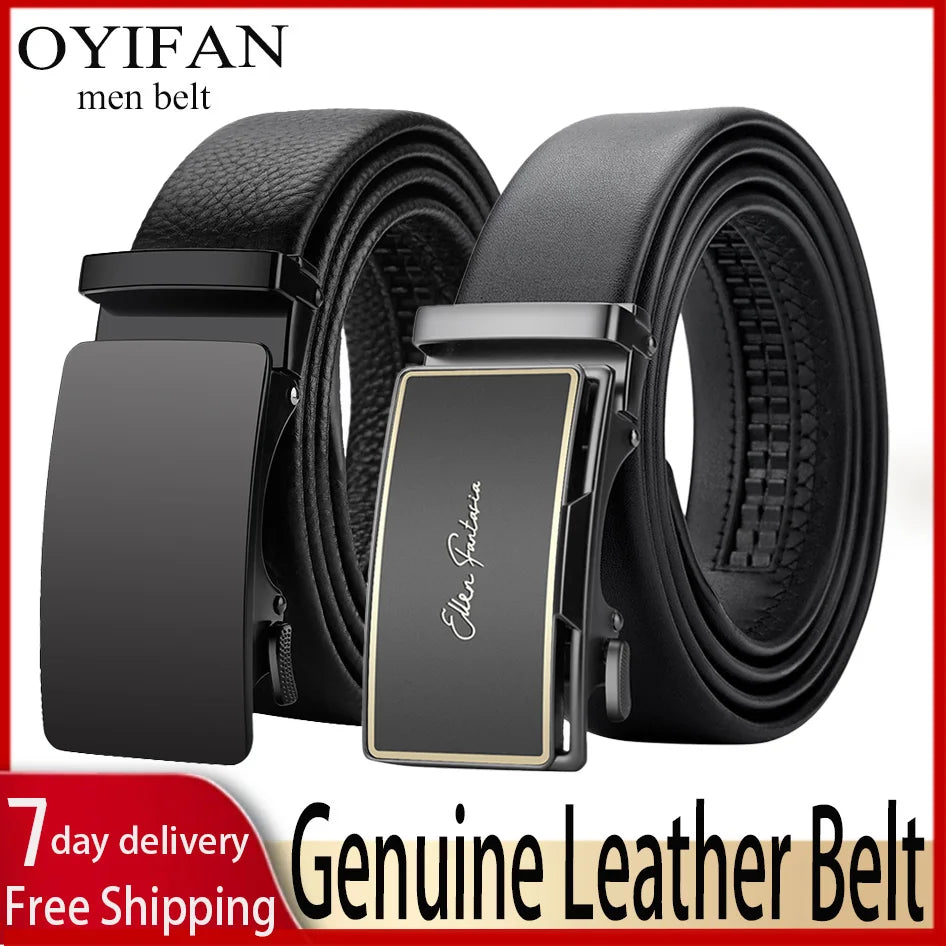 Men Genuine Leather Automatic Adjustable waistband belts