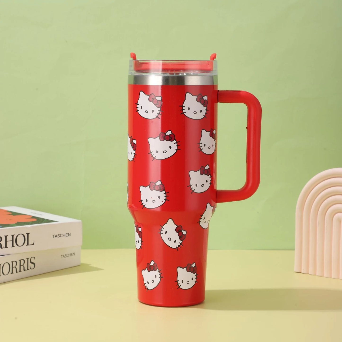 40oz Sanrio Hello Kitty Stainless Steel Insulated Mug With Handle Straw Mugs Large Capacity Thermos Drinks Coke Cups Coffee Mug