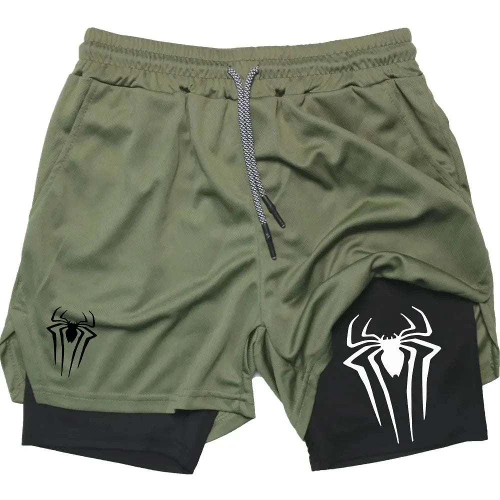 Men Spider Printed GYM Casual Sports Shorts
