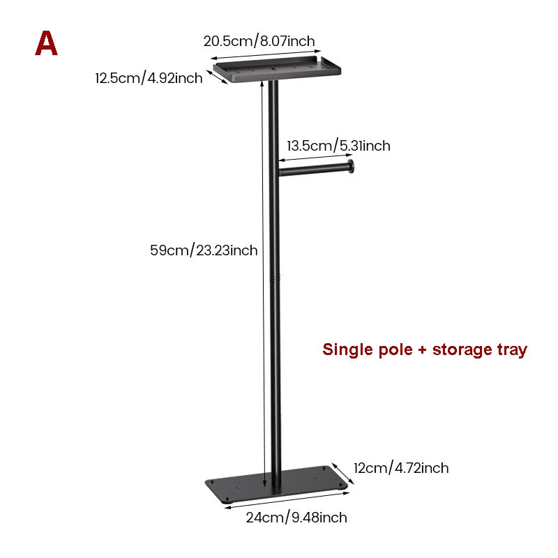 Toilet Tissue Roll Paper Holder Free Standing For Bathroom With storage Tray
