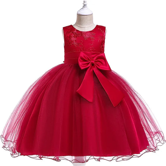 Flower Embroidered Bow Princess Dress