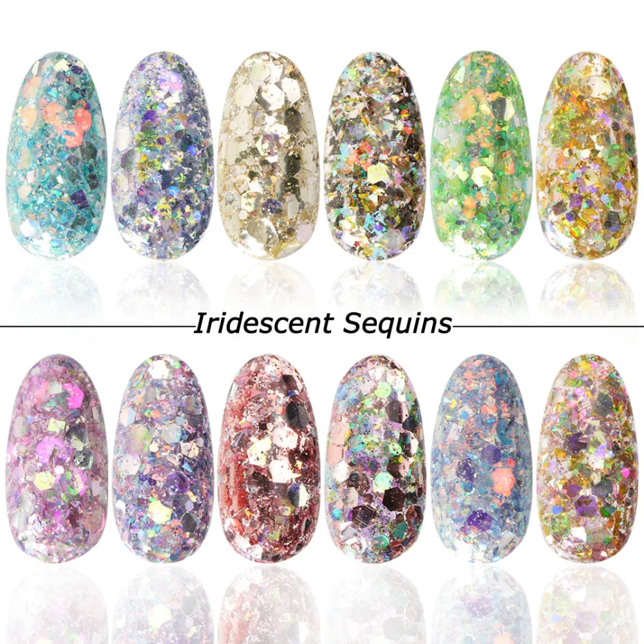 Iridescent Mixed Hexagon Nail Glitter