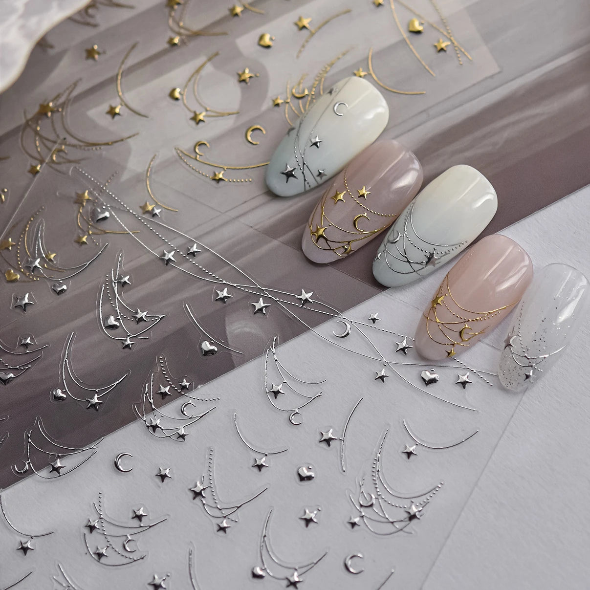 Star Moon Love Heart Necklace Nail Sticker