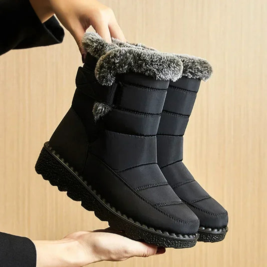 Waterproof  Faux Fur Warm Cotton Couples Ankle Boots