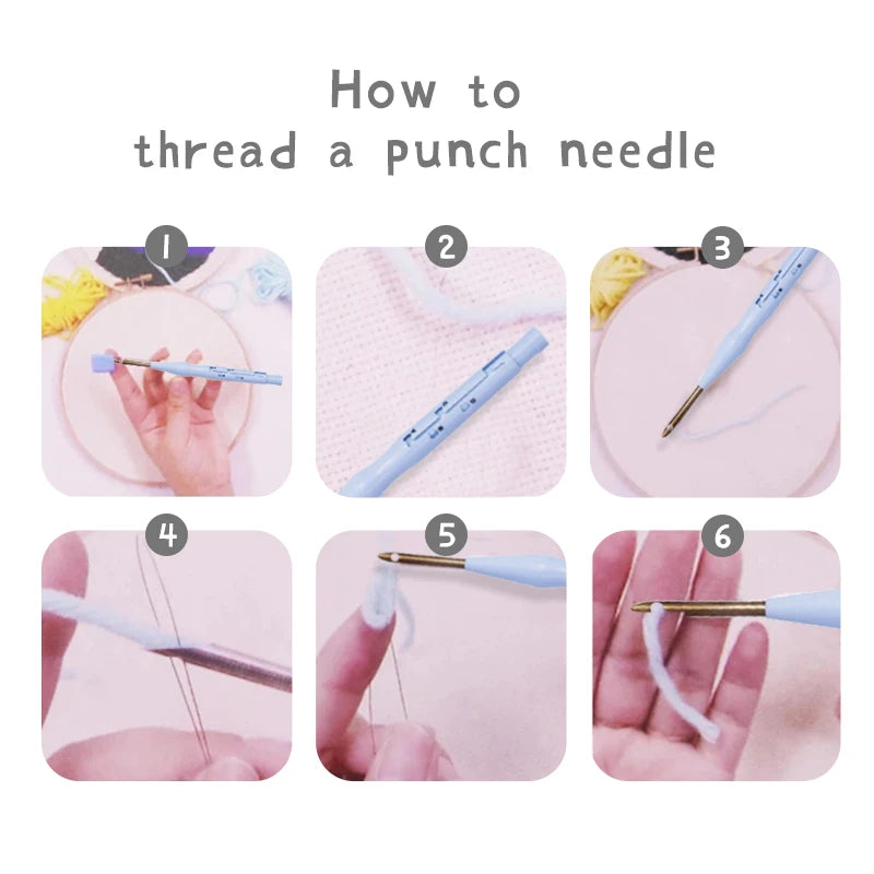 20cm Punch Embroidery Starter Kits Children's hand embroidery kit Beginners DIY Needlework Wool Punch Needle Poke Embroidery Kit