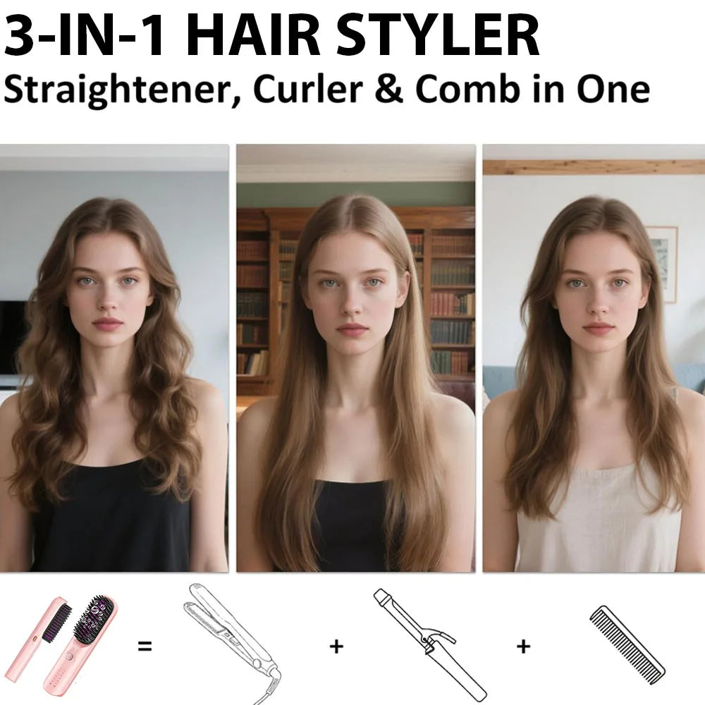 Cordless Hair Straightener Brush