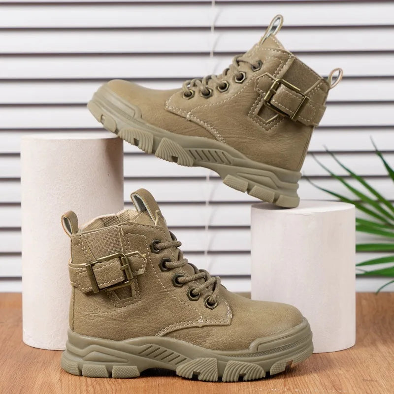 Boys  Belt Buckle Short  Casual Booties