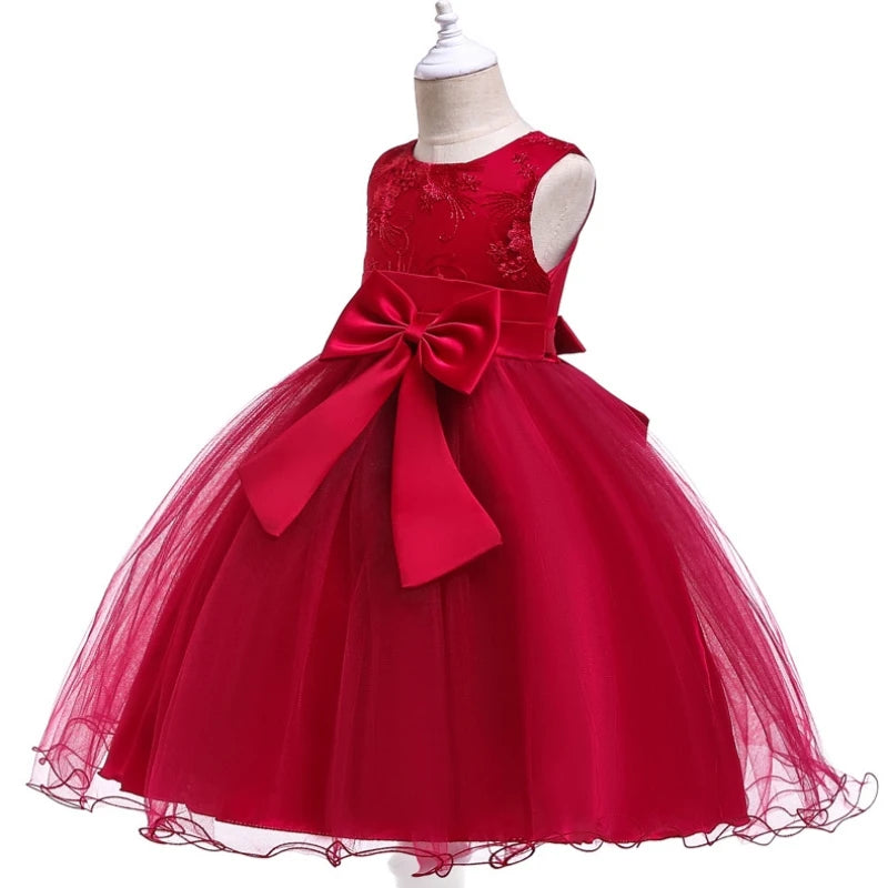 Flower Embroidered Bow Princess Dress