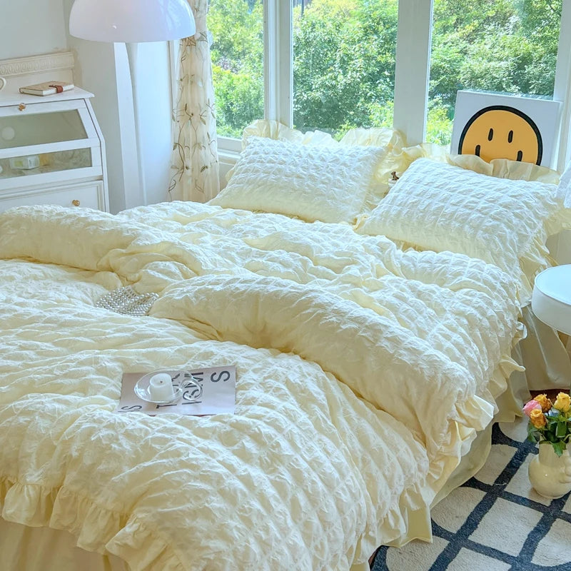 Princess Style Lace Ruffles Bedding Set