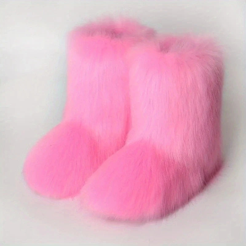 Fluffy Mid-calf Fashion Snow Warm Cotton Shoes